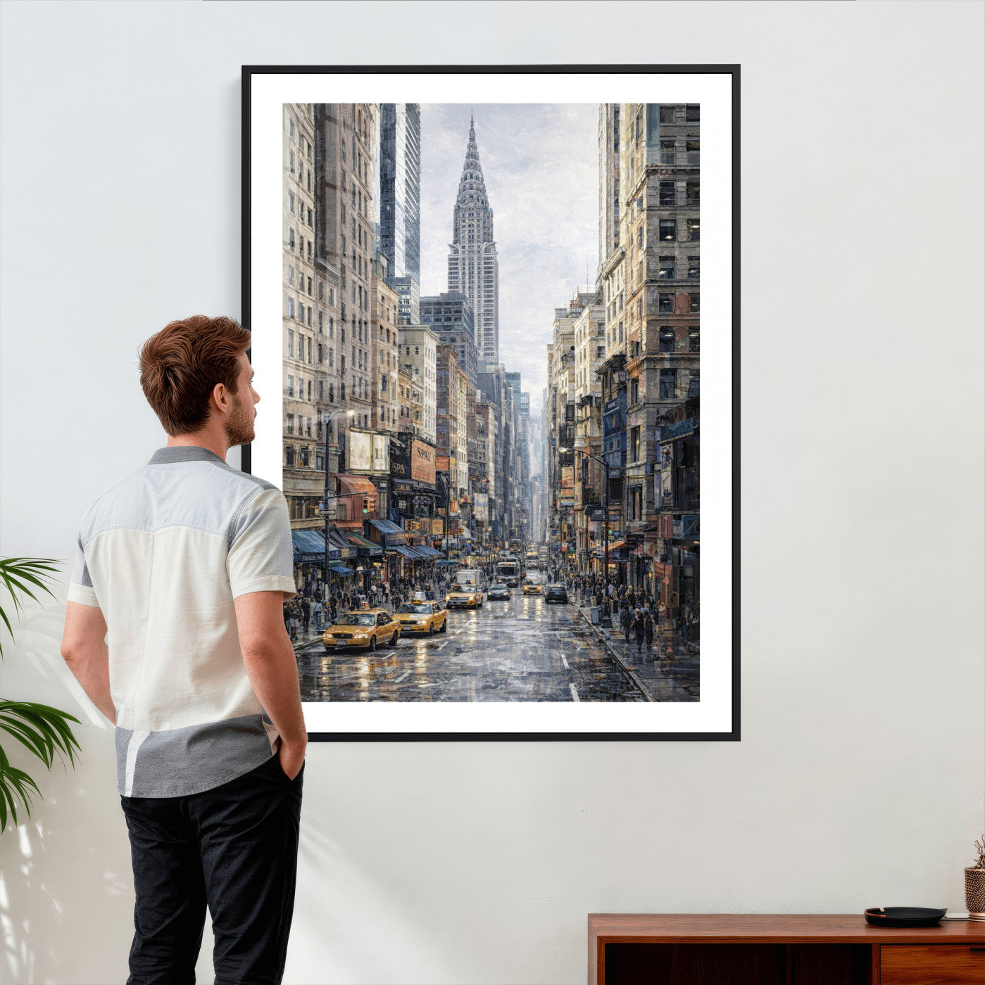 37693299-MGV-CV-24X36 - Chrysler Building New York Wall Art Canvas Print, Abstract NYC Street Painting Canvas Print, Modern Manhattan City Artwork for Living Room Decor