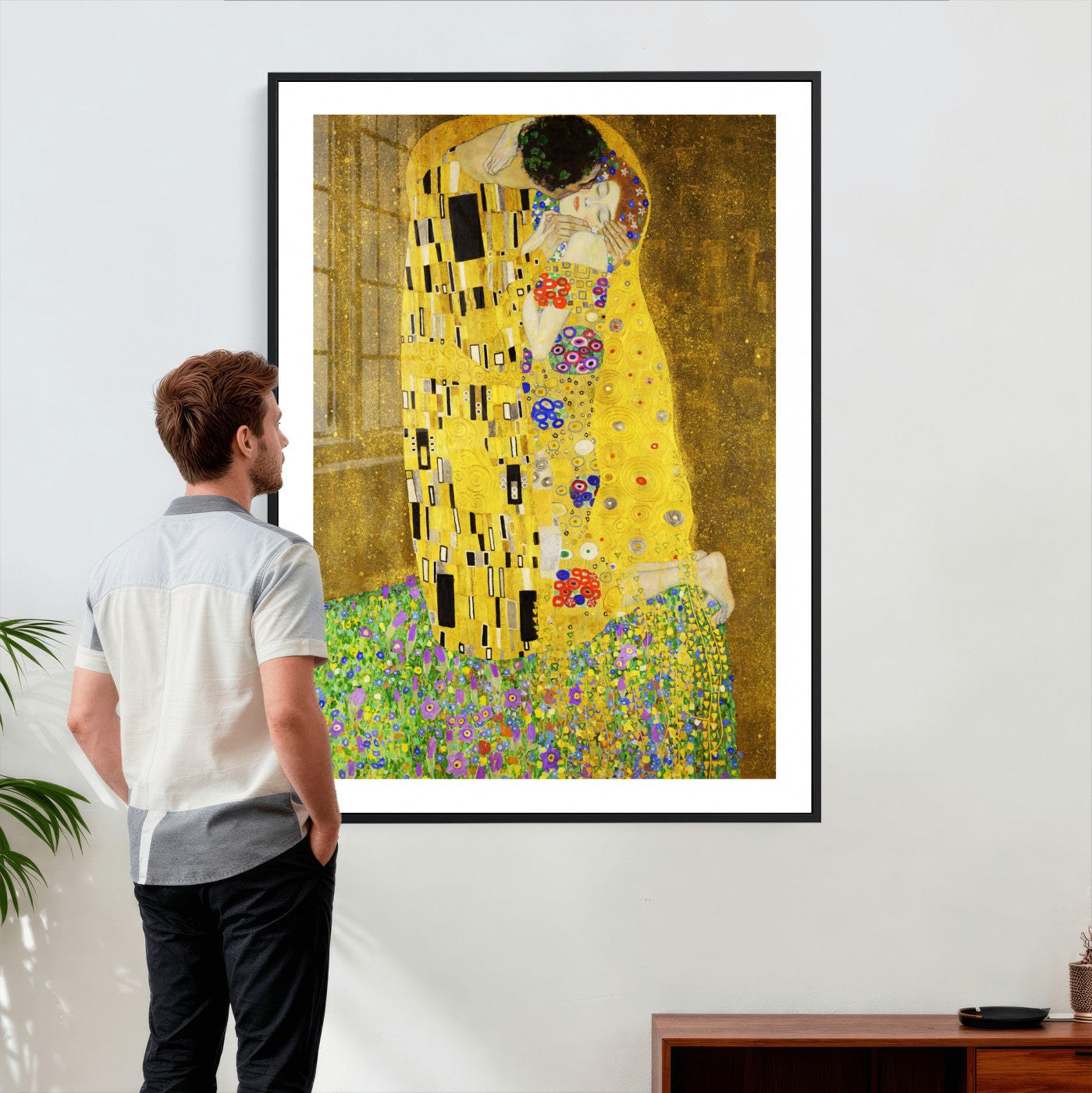 77323081-MGV-CV-24X36 - The Kiss Wall Art Canvas Print – Gustav Klimt Inspired Gold Art Nouveau Painting