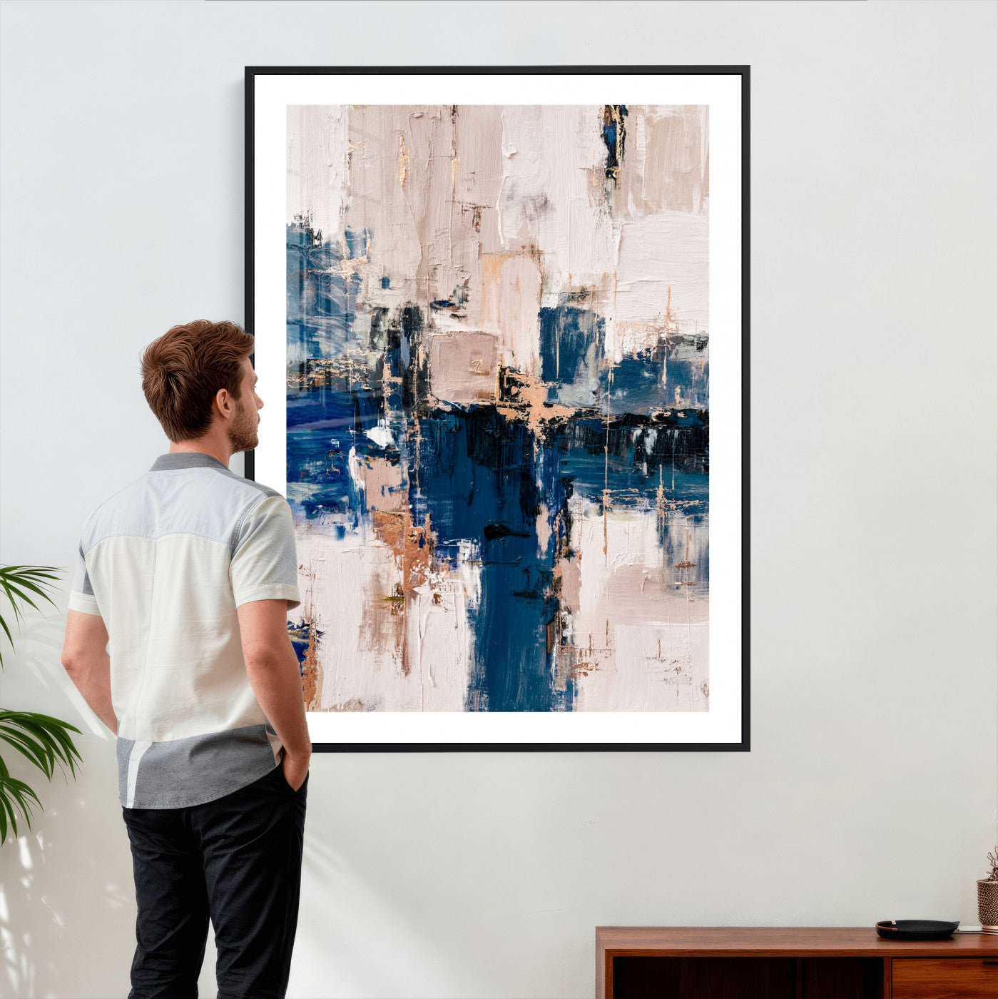 33344787-MGV-CV-24X36 - Abstract Navy Blue Wall Art Canvas Print