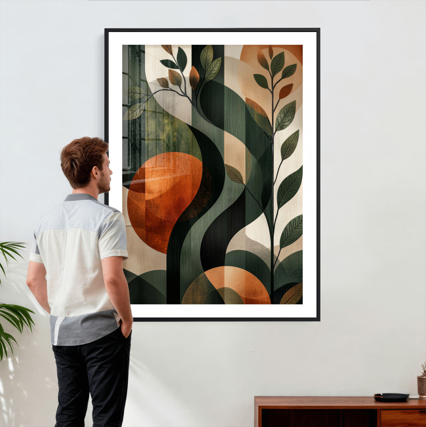 82797335-MGV-CV-24X36 - Abstract Green Flowers Wall Art Canvas Print