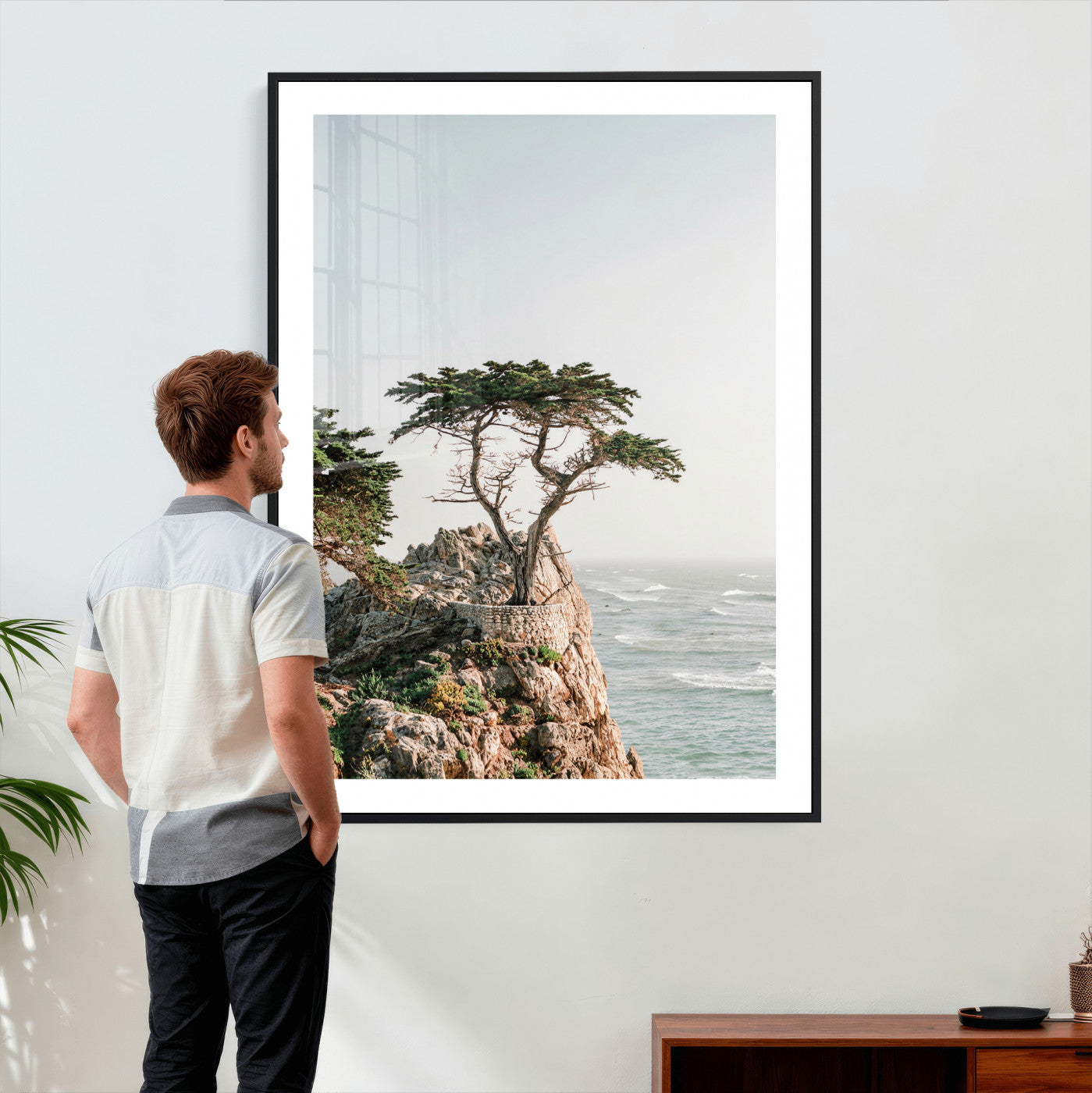 68839391-MGV-CV-24X36 - Lone Cypress Canvas Wall Art, Pebble Beach California Photography Print, Coastal Tree Ocean Decor, Monterey Nature Art, Minimalist Wall Art