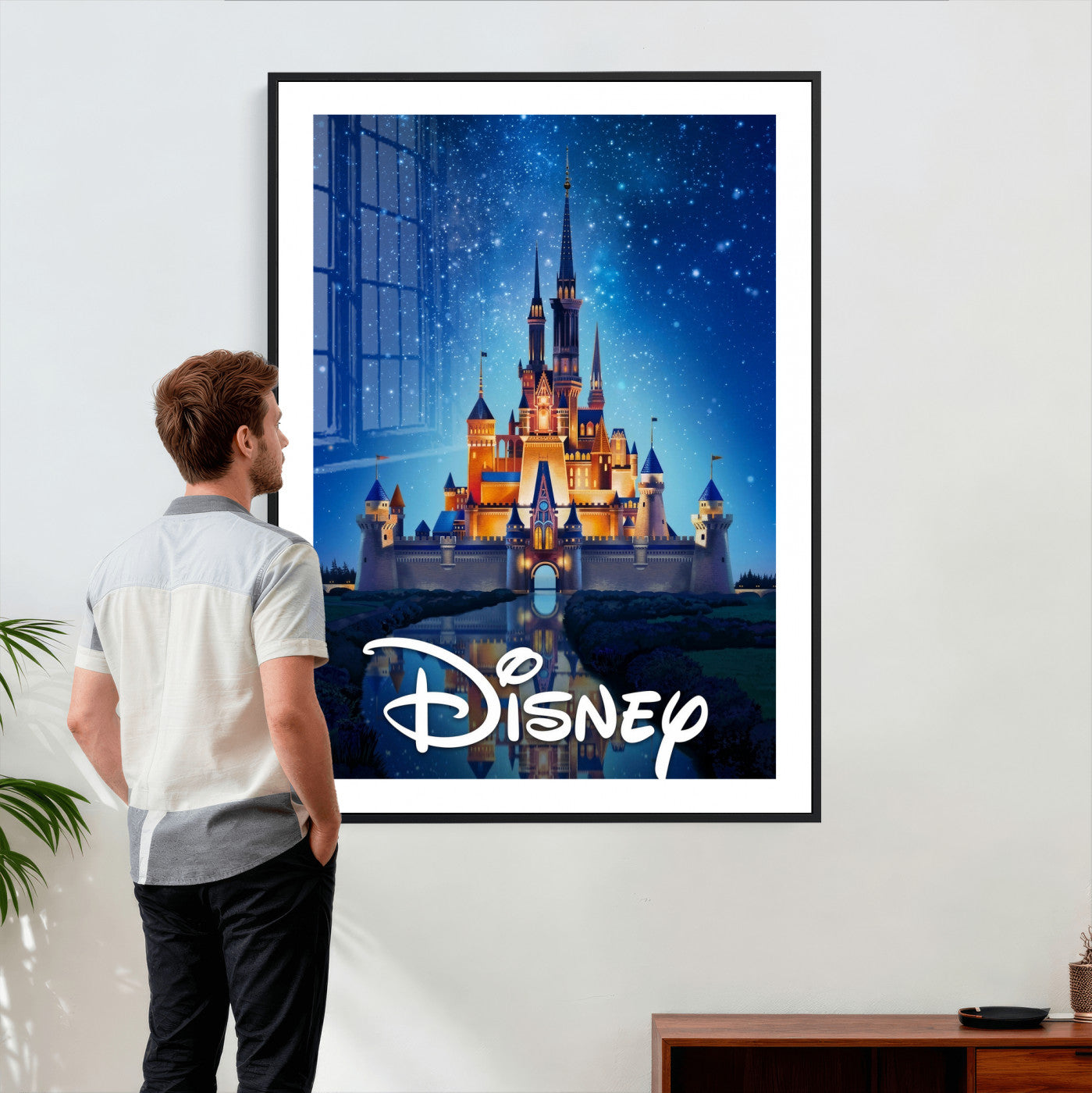 79435DS-MGV-CV-24X36 - Disney Castle Wall Art – Framed Magic Kingdom Canvas Artwork, Fairytale Design, Kids Room Fantasy Decor for Home, Office