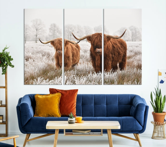 Lienzo decorativo para pared grande con vacas de Terranova