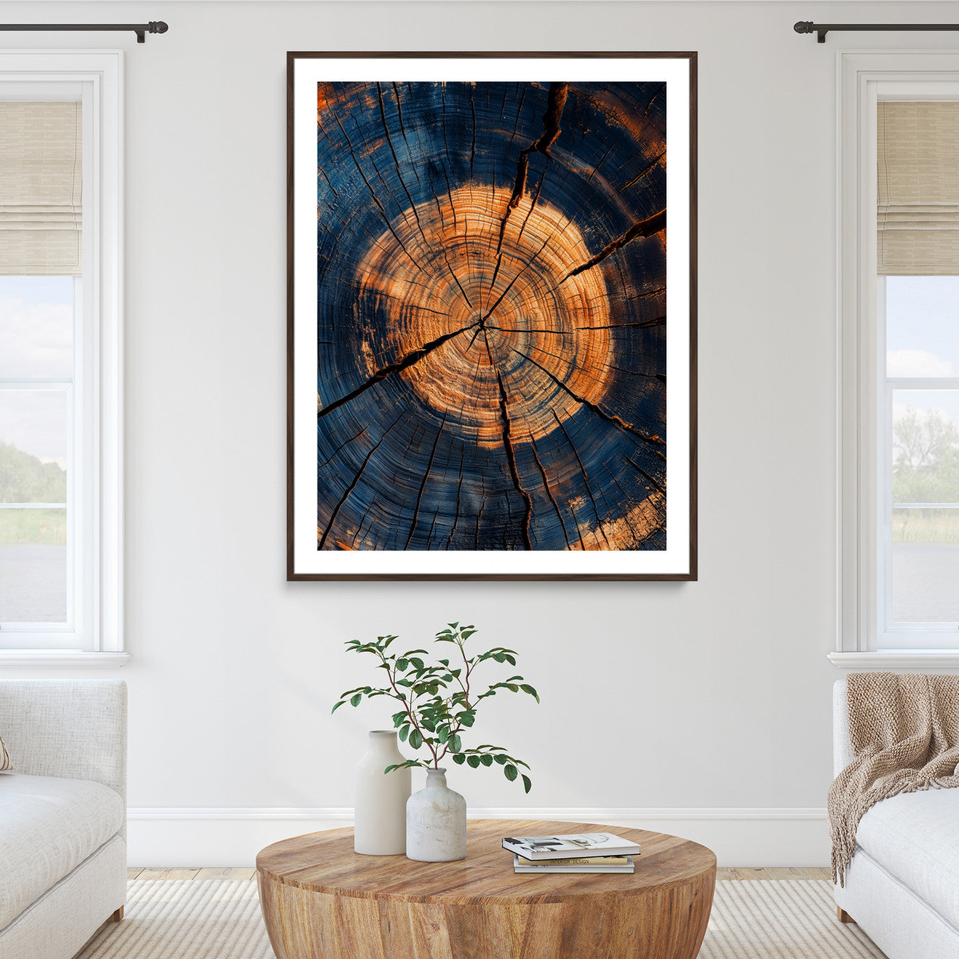 Framed Tree Rings Art Print, Framed Rustic Texture Art Picture Print, Wood Grain Perfect Rustic Industrial Decor, Framed Tree Rings Art