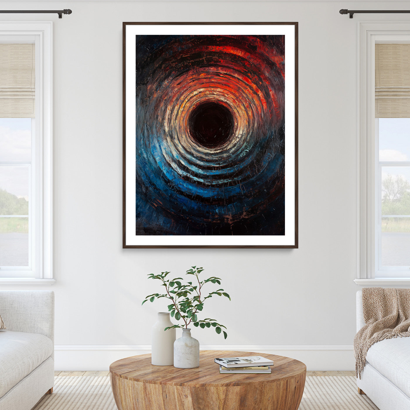 Wood Vortex Wall Art Canvas Print, Framed Abstract Swirl Art Picture Print, Wood Tree Texture Perfect Modern Decor, Framed Wood Vortex, Wood