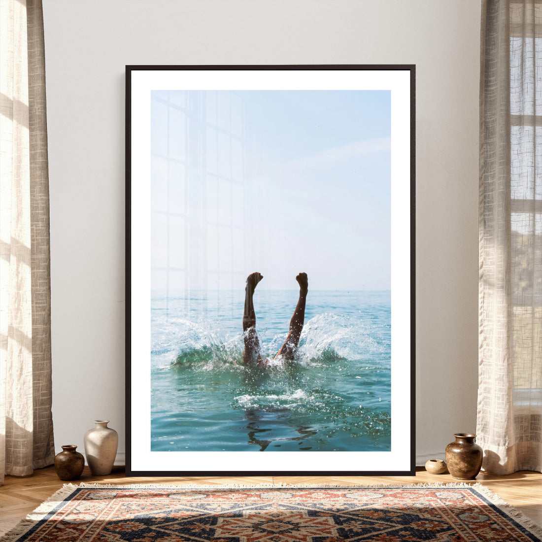 Splash Dive Wall Art | Ocean Waves Canvas Print, Summer Swim