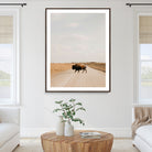 63874278-MGC-FP-24x36_Walnut-Bison Crossing Wall Art Canvas Print, Framed Western Landscape Art Picture Print, Prairie Road Perfect Modern Ranch Decor Decor Artwork