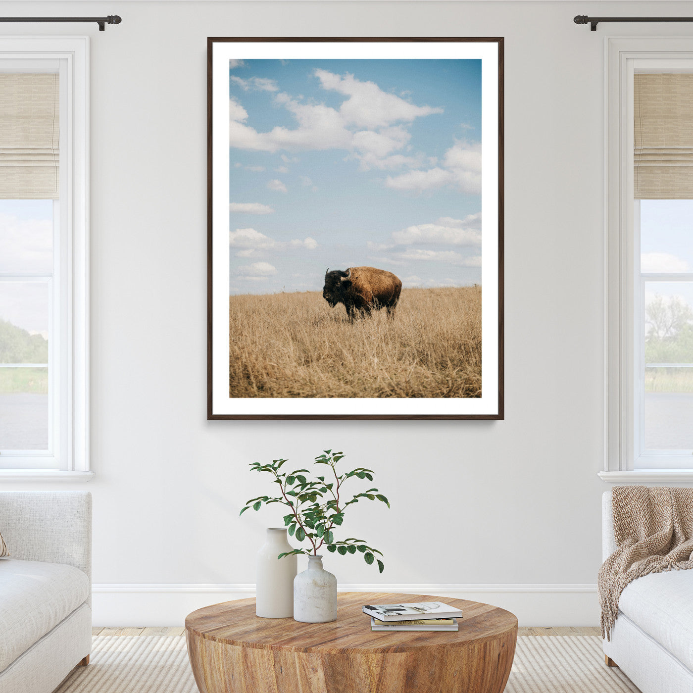 Bison Photography Wall Art Canvas Print: Framed Western Landscape Art