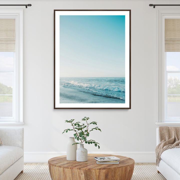 Minimalist Ocean Wall Art Canvas Print, Framed Calm Seascape Art Picture Print, Soft Blue Tones Perfect Coastal Minimalist Decor Artwork