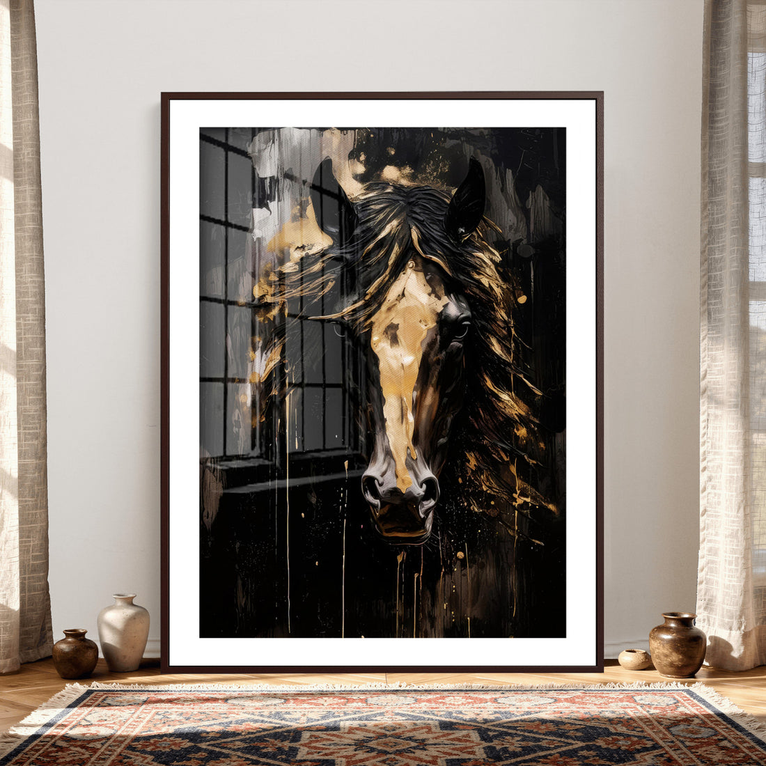 Abstract Horse Wall Art Canvas Print, Painted Style Western Decor