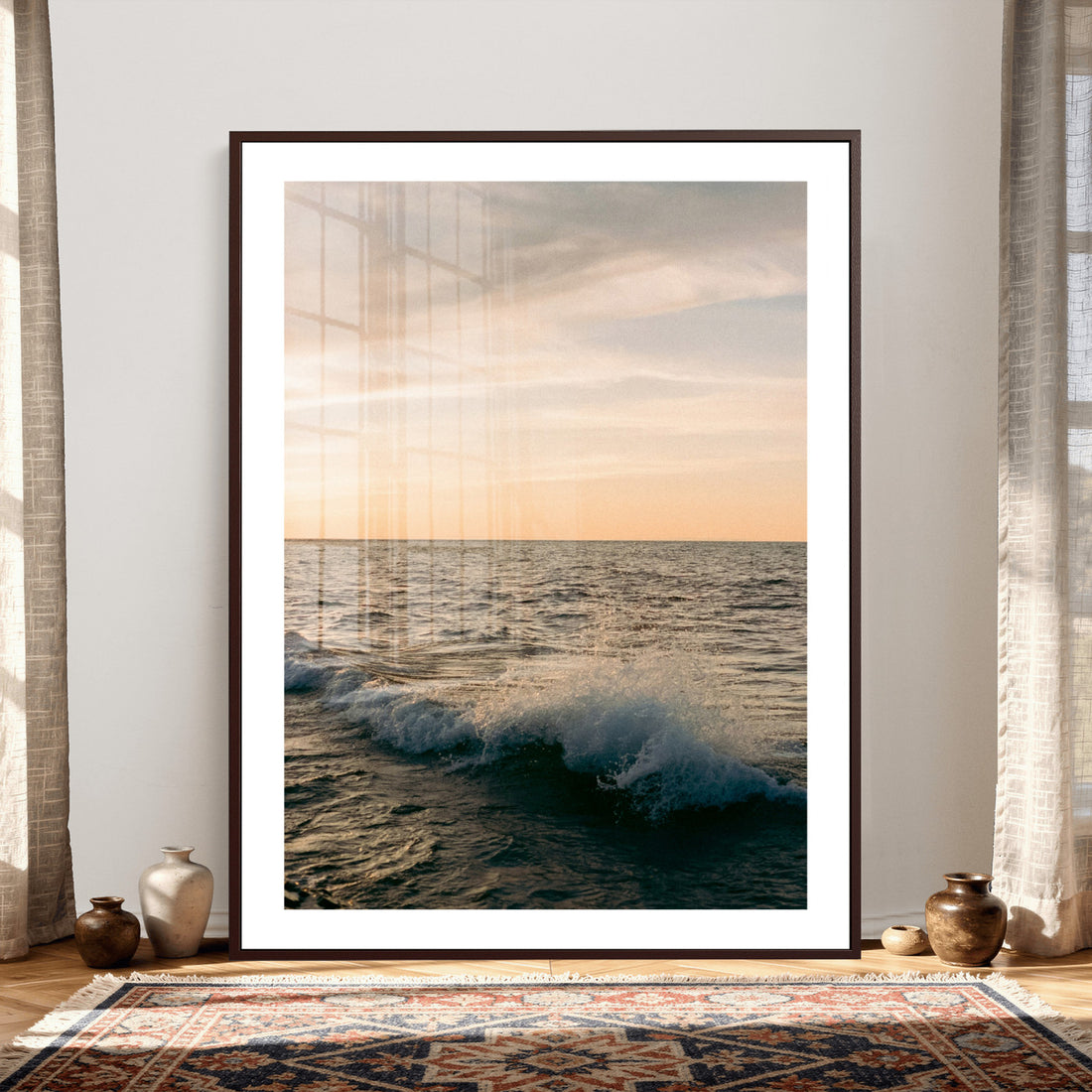 Ocean Wave Wall Art Canvas Print, Calm Coastal Nature Decor