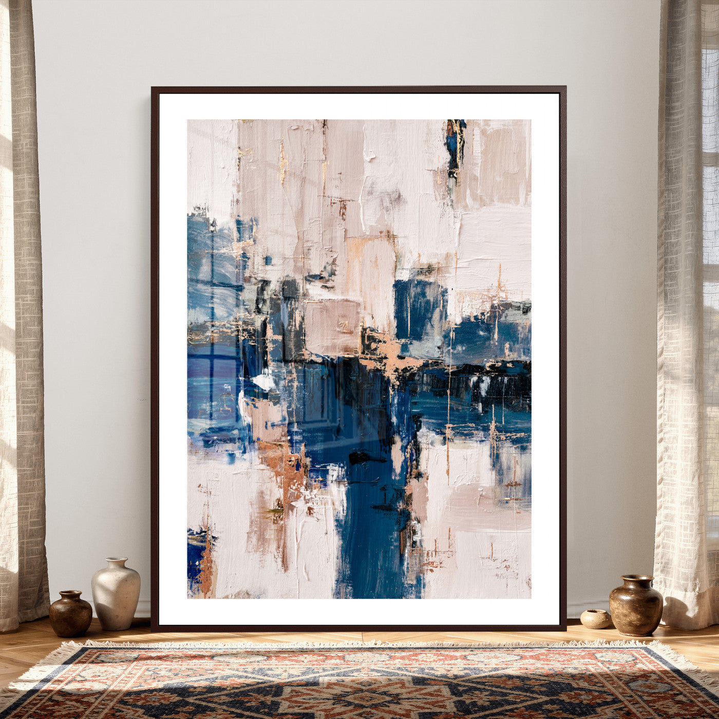 33344787-MGV-CV-24X36 - Abstract Navy Blue Wall Art Canvas Print