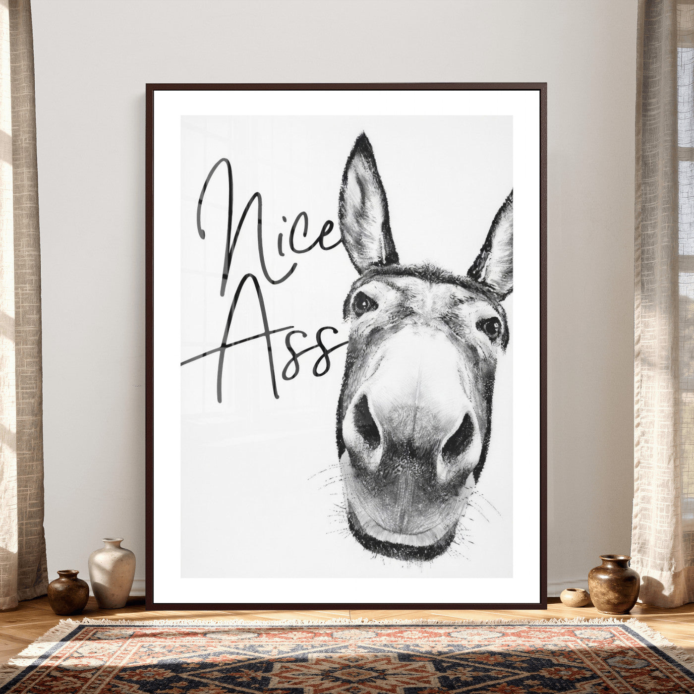 56057354-MGV-CV-24X36 - Nice Ass Funny Canvas Wall Art for Bathroom Wall Decor Cute Danke Humor Decor, Quirky Farmhouse Bathroom Art, Cow Lover Gift