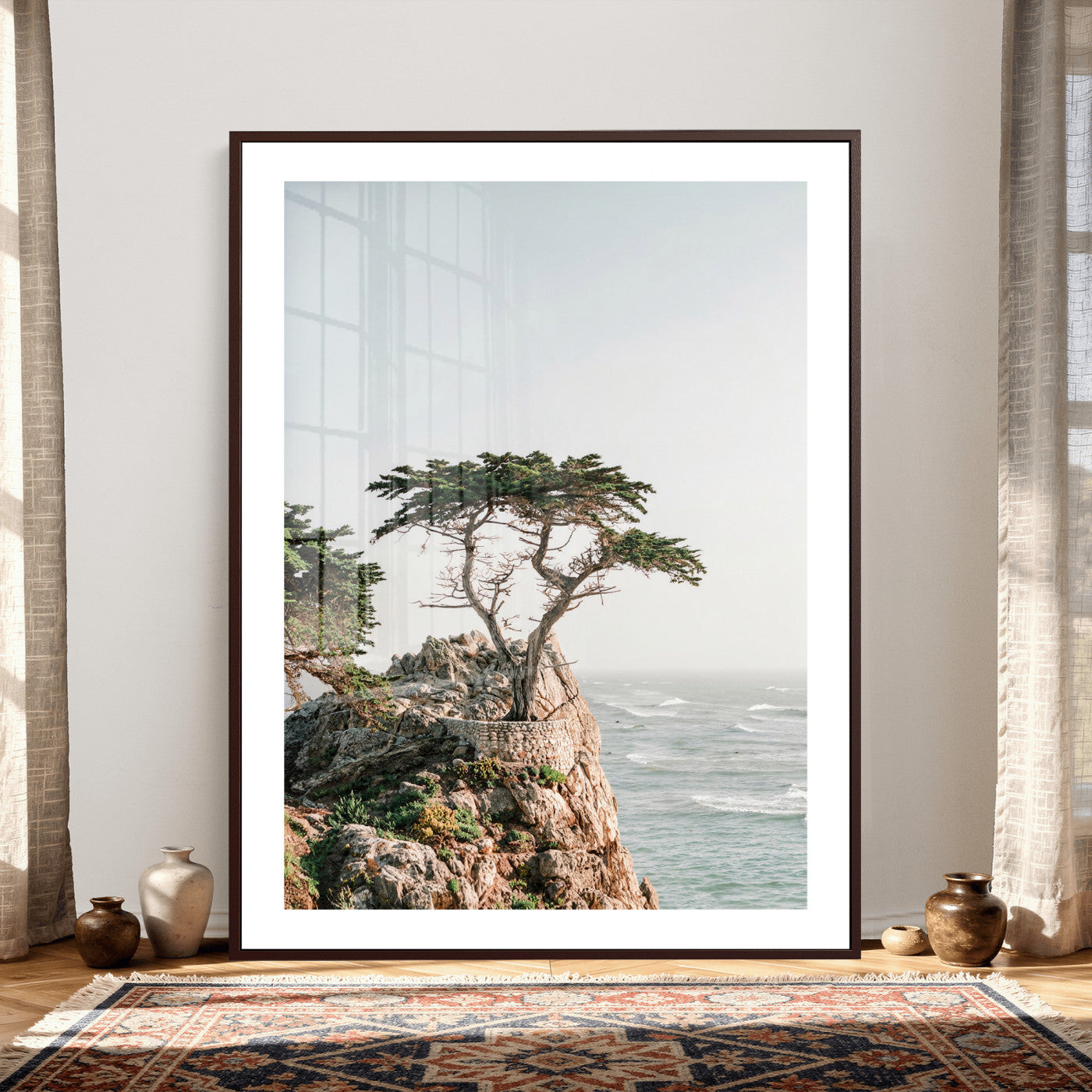 68839391-MGV-CV-24X36 - Lone Cypress Canvas Wall Art, Pebble Beach California Photography Print, Coastal Tree Ocean Decor, Monterey Nature Art, Minimalist Wall Art