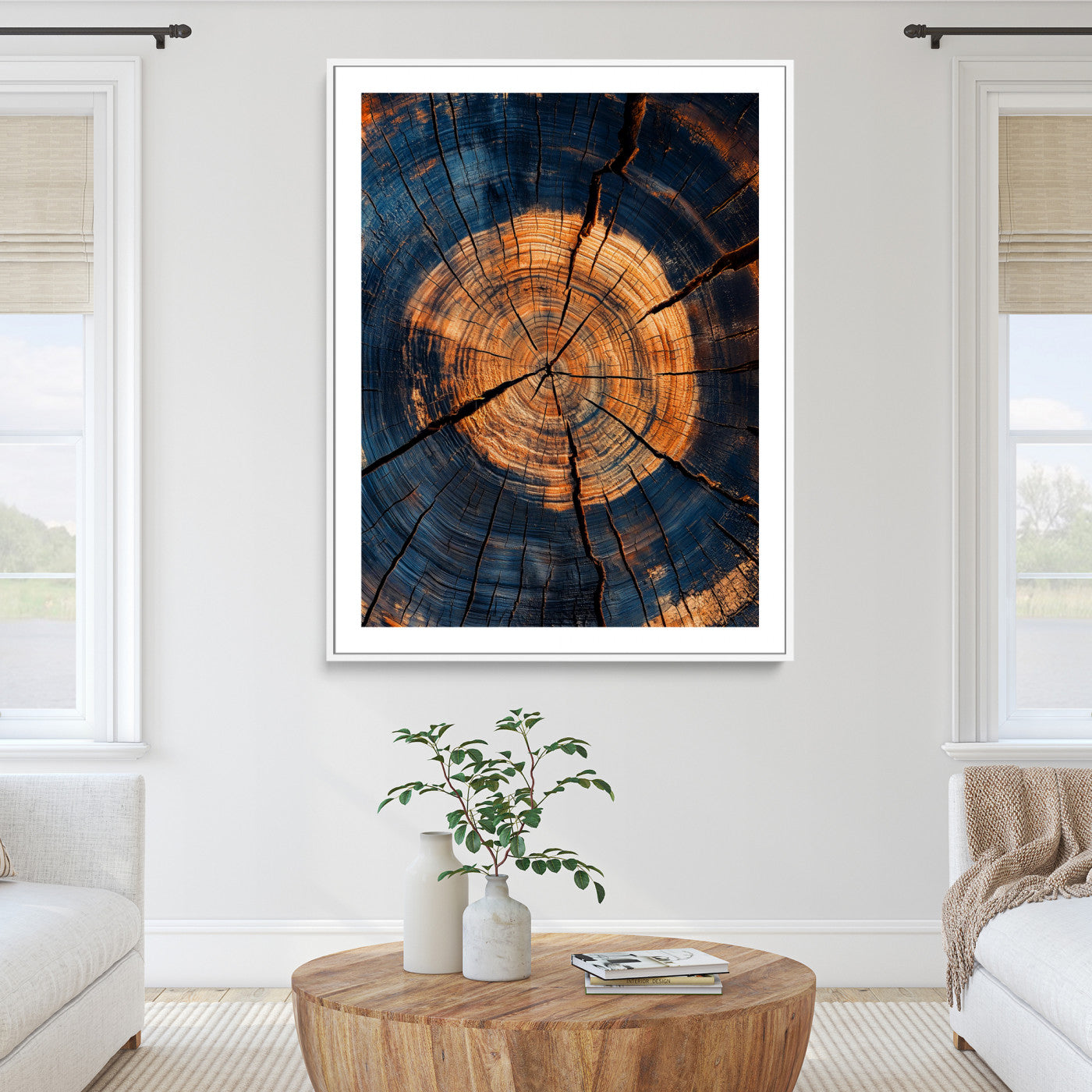 Framed Tree Rings Art Print, Framed Rustic Texture Art Picture Print, Wood Grain Perfect Rustic Industrial Decor, Framed Tree Rings Art