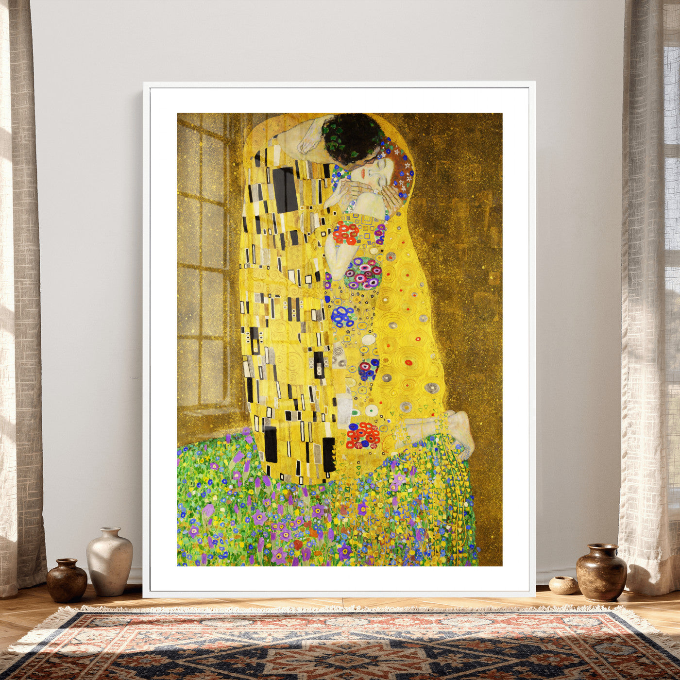 77323081-MGV-CV-24X36 - The Kiss Wall Art Canvas Print – Gustav Klimt Inspired Gold Art Nouveau Painting