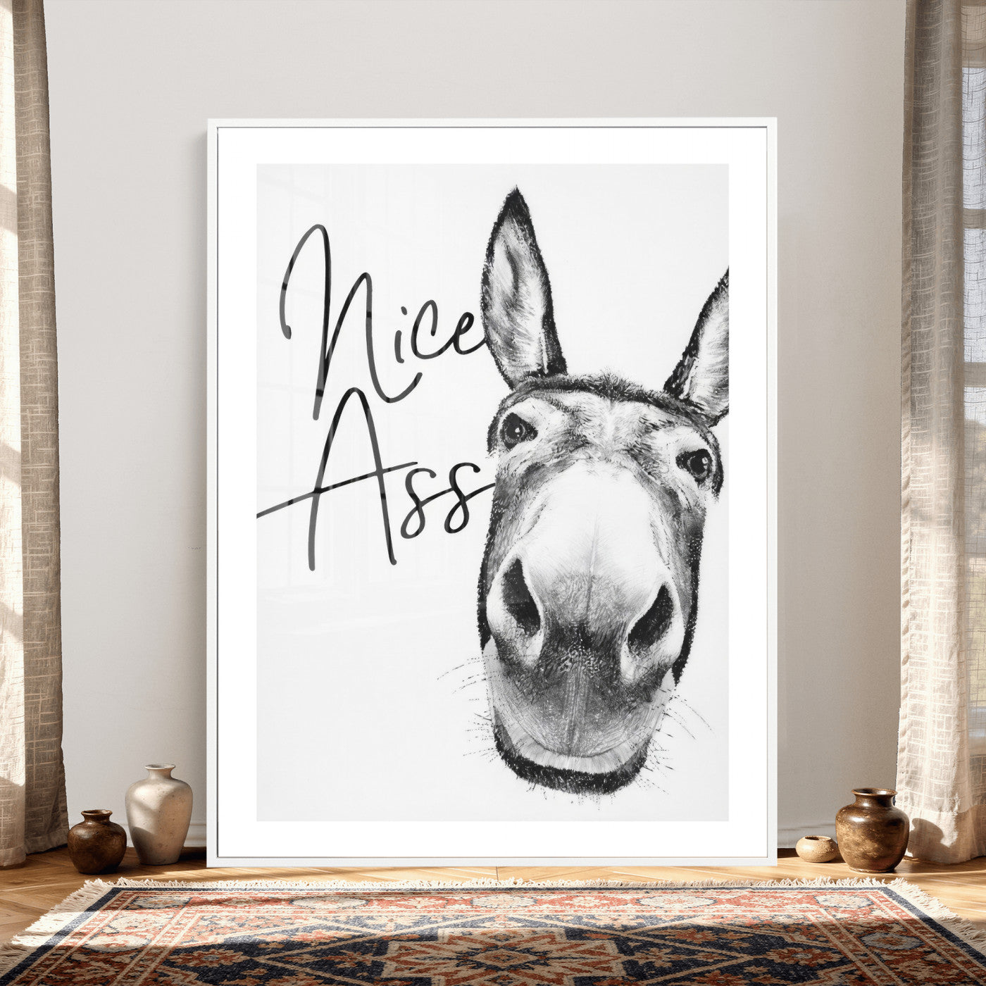 56057354-MGV-CV-24X36 - Nice Ass Funny Canvas Wall Art for Bathroom Wall Decor Cute Danke Humor Decor, Quirky Farmhouse Bathroom Art, Cow Lover Gift