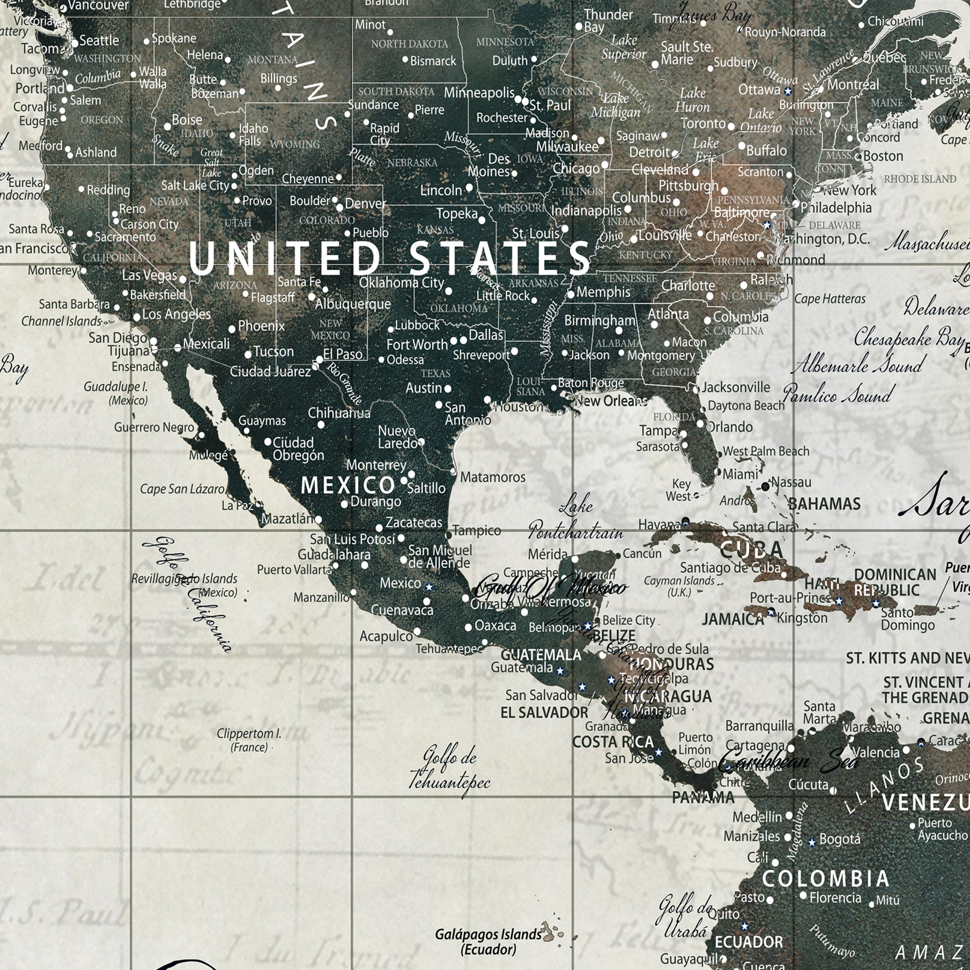 81931818-MGV-CV-36X24-Personalized Push Pin World Map Canvas Print – Custom Framed Travel Tracker Large Adventure Map Artwork for Home Office