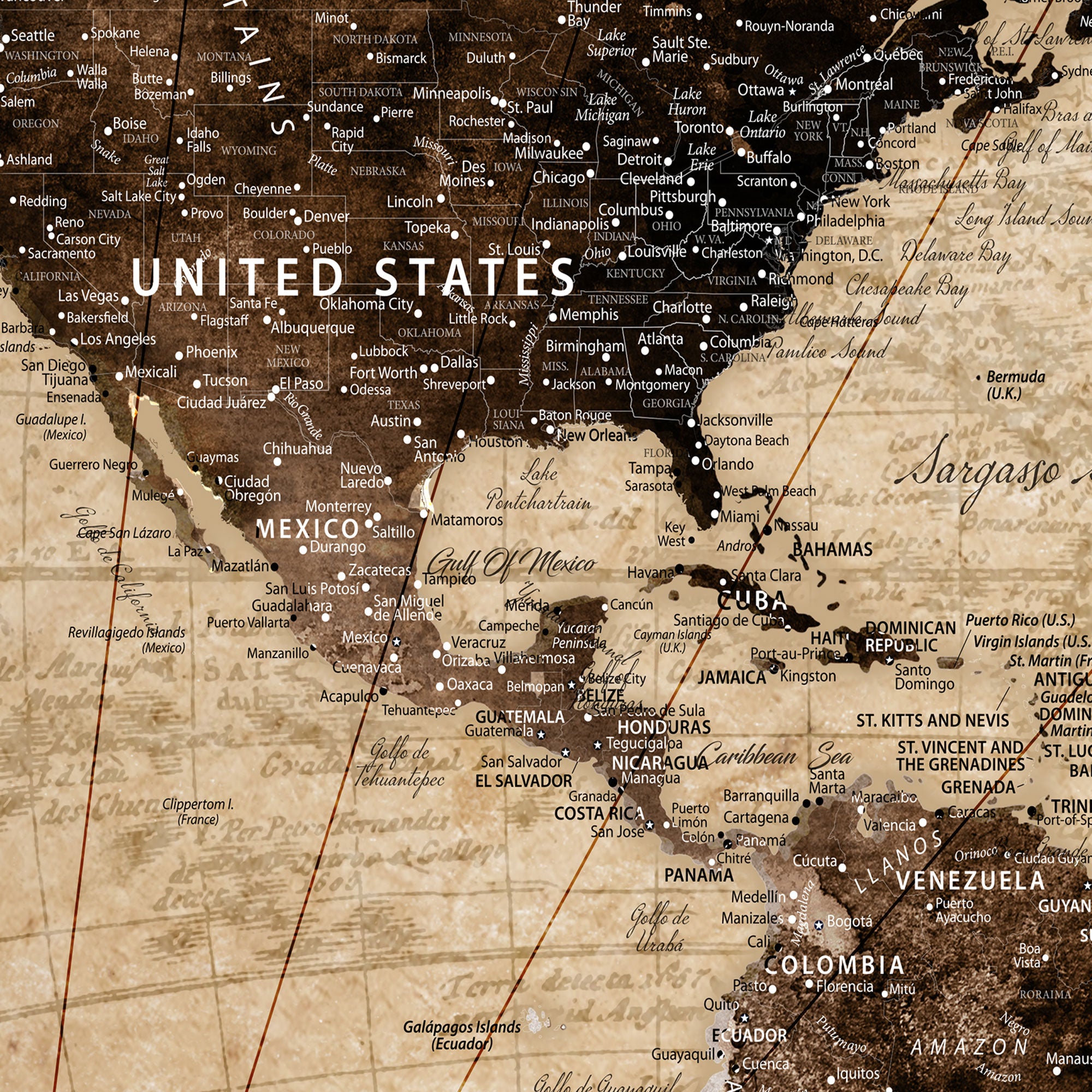 74771891-MGV-CV-36X24-Personalized Framed World Map Wall Art Canvas Print – Custom Push Pin Travel Map Handcrafted USA for Home Office