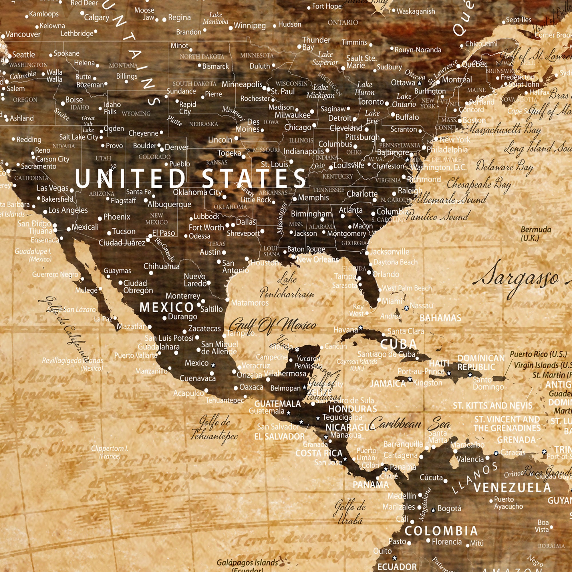 99095125-MGV-CV-36X24-Large World Map Canvas Wall Art – Custom Framed Push Pin Travel Tracker Print, Unique Gift for Home or Office Decor