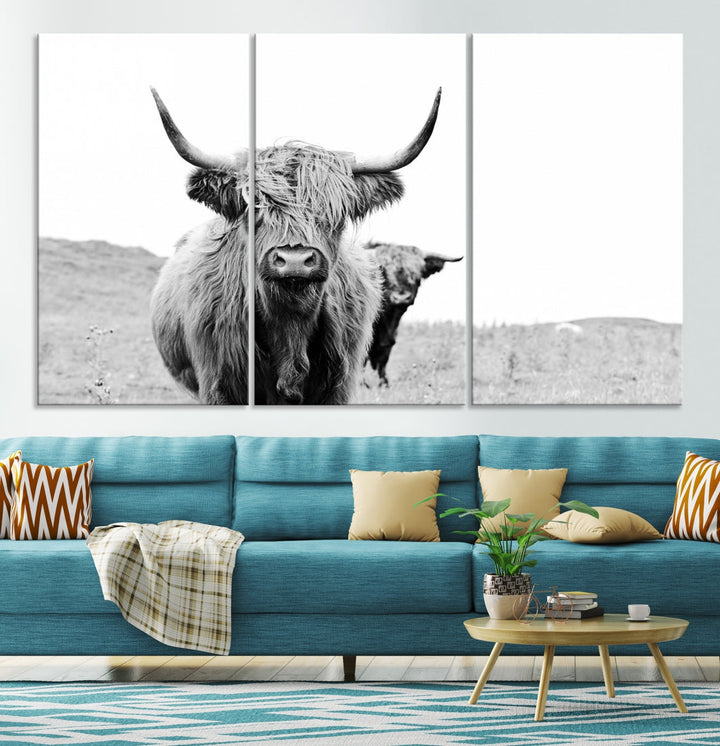 Magnifique art mural sur toile de vache des Highlands