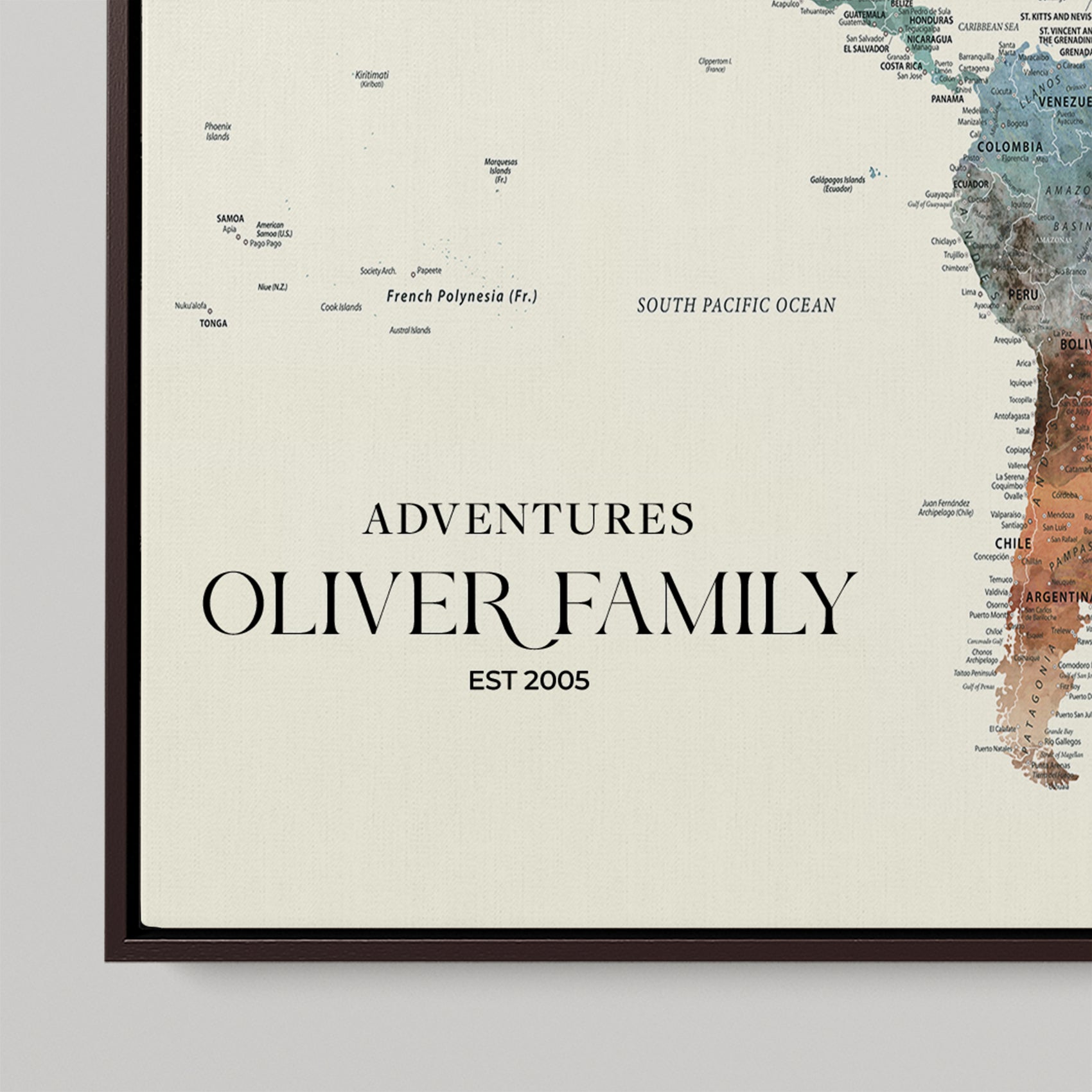 45566494-MGV-CV-36X24-Personalized Custom Travel Push Pin World Map Framed Gift for Anniversary Canvas Art for Explorers, Couples, Honeymoon Memories