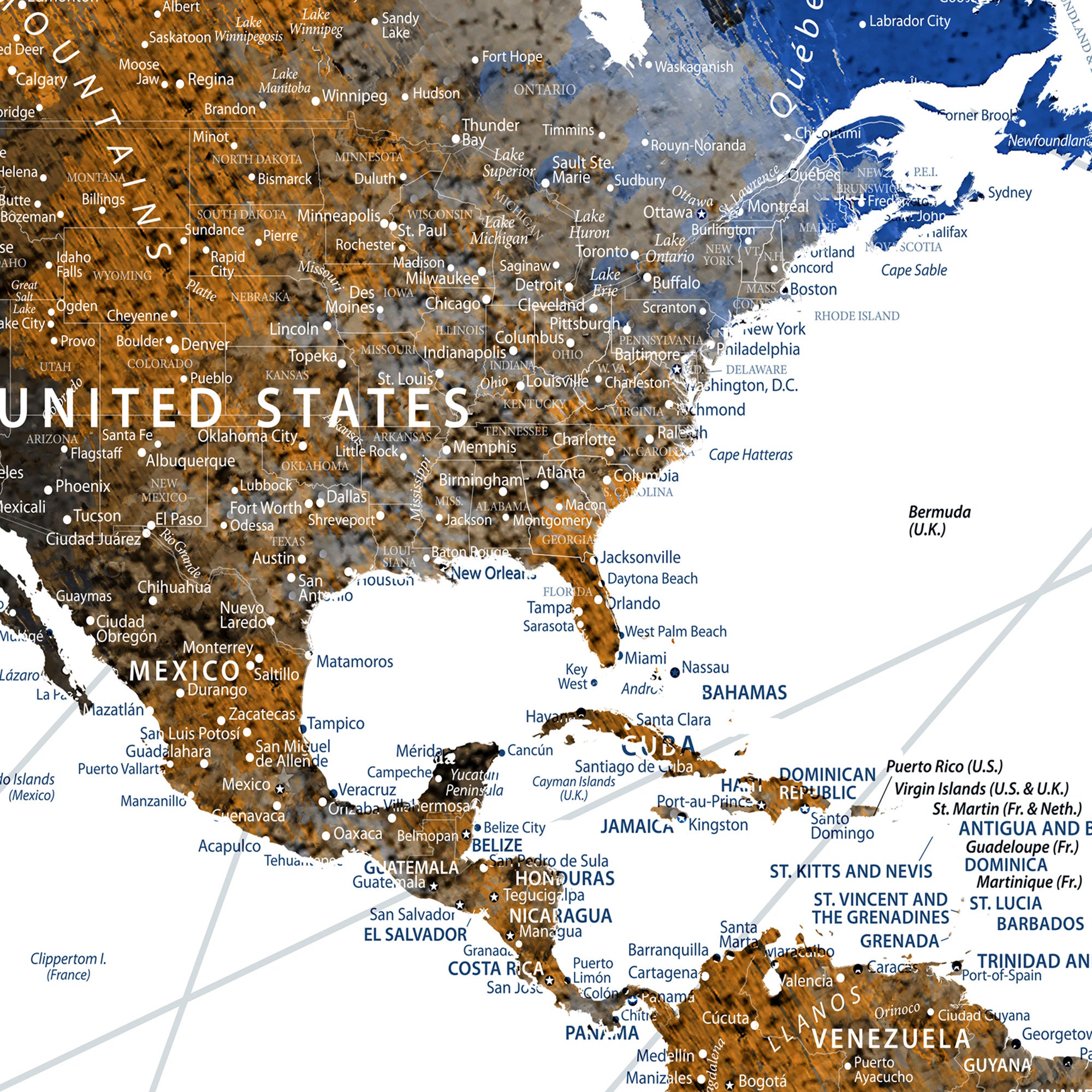 75259864-MGV-CV-36X24-Personalize World Map Canvas Wall Art – Framed Custom Push Pin Travel Tracker Map Print, Unique Gift for Home or Office Decor