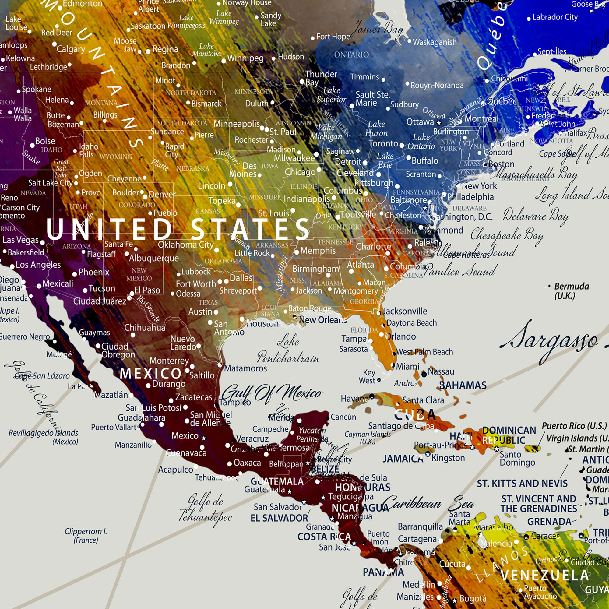 45423989-MGV-CV-36X24-Detailed Custom World Map Print – Framed Custom Push Pin Travel Tracker Map Wall Art Print, Unique Gift for Home or Office Decor