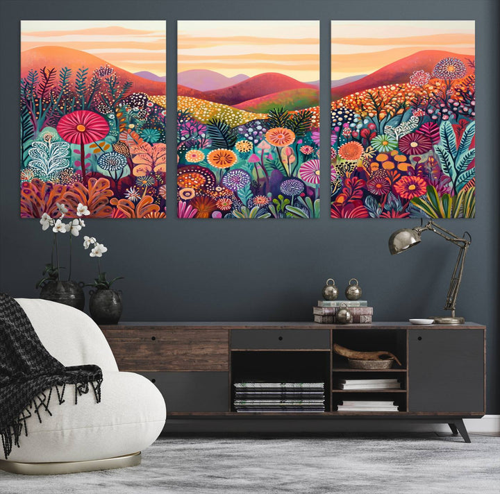 Yayoi Kusama 1986 Wall Art Print – Yayoi Kusama Wabi Sabi Japanese Wall Art Print - Vibrant Abstract Landscape Canvas