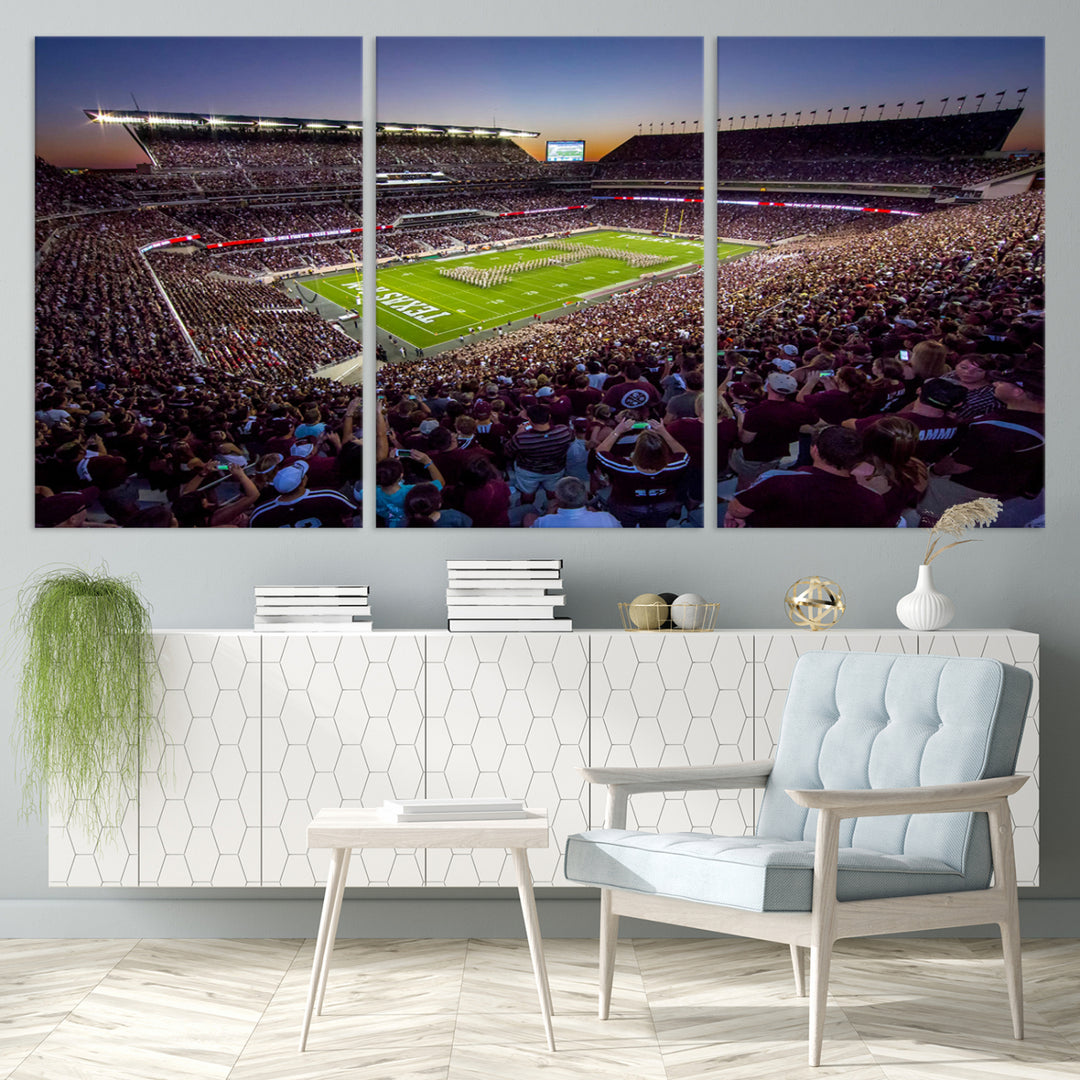 Texas A&M University Aggies Football Team Print - College Station Kyle Field Stadium Wall Art Canvas Print