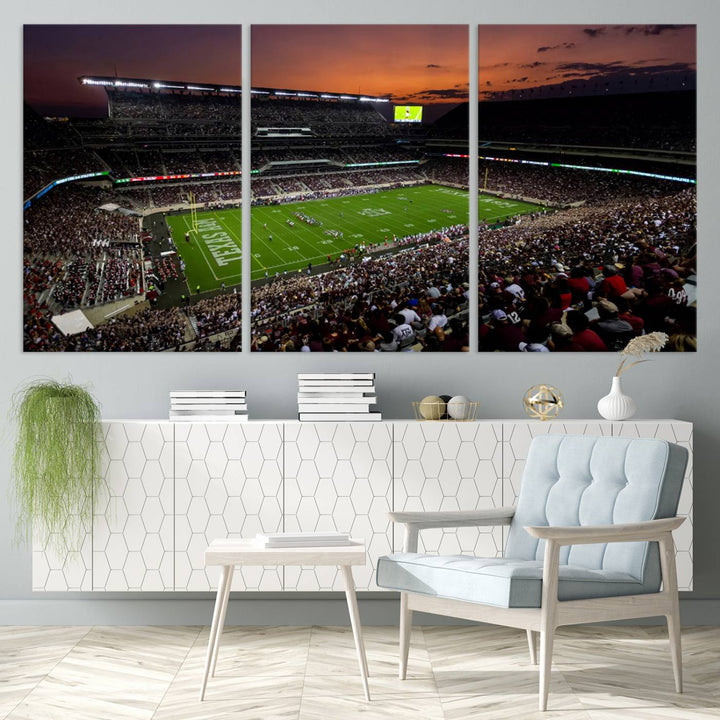 Texas A&M University Aggies Football Team Print - College Station Kyle Field Stadium Wall Art Canvas Print