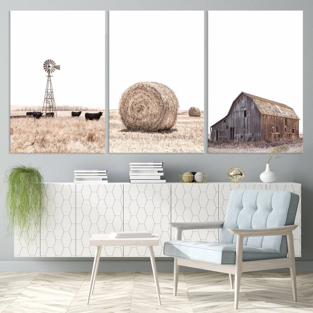 Farm Prints Set, Set of 6 Farmhouse Wall Art, Country House Decor, Barn Print, Wheat Print, Farmhouse Wall Art, Gallery Wall Art, Farm Print