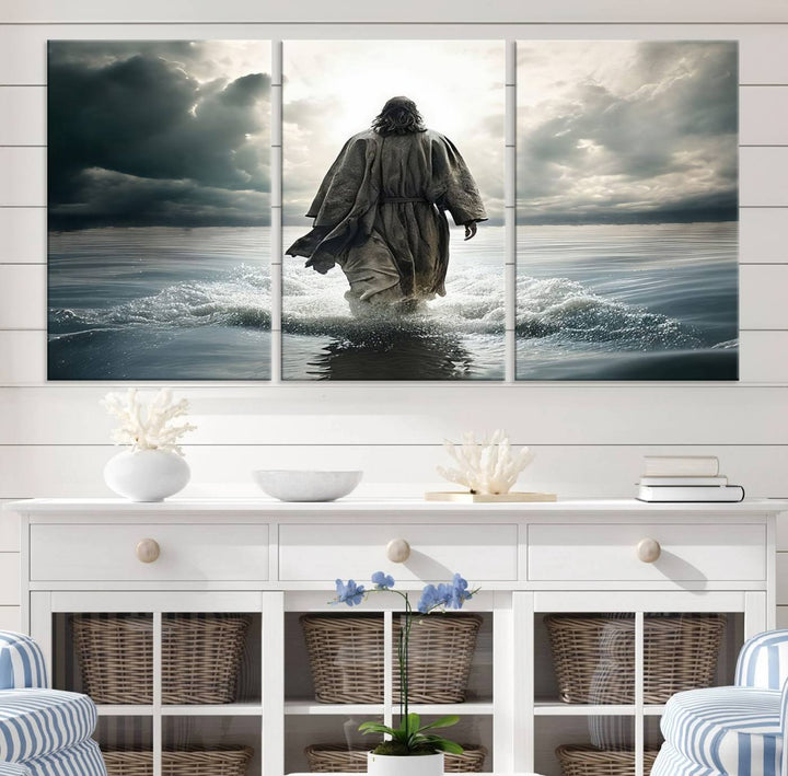 Jesus Walking on Water Wall Art | Canvas Print | Ready to Hang | Christian Home Decor | Spiritual Faith Wall Art | Inspirational Religious Wall Decor