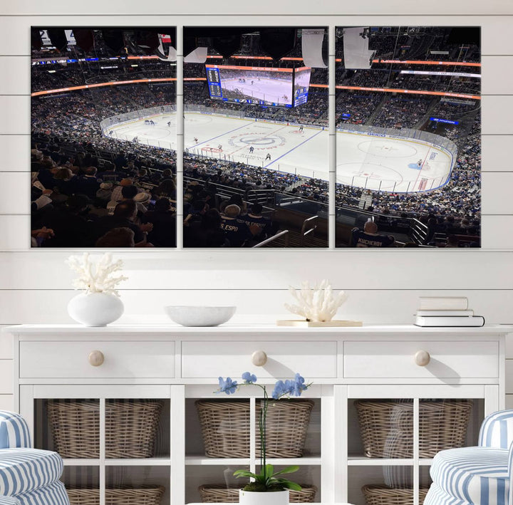 A wall art canvas of Amalie Arena, capturing NHL hockey in Florida.