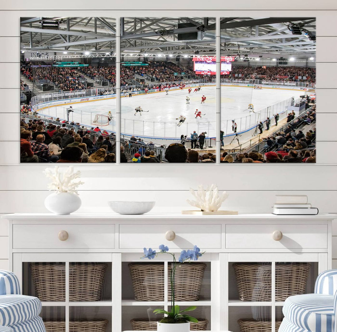 Lausanne Arena Ice Hockey Stadium Wall Art Canvas Print