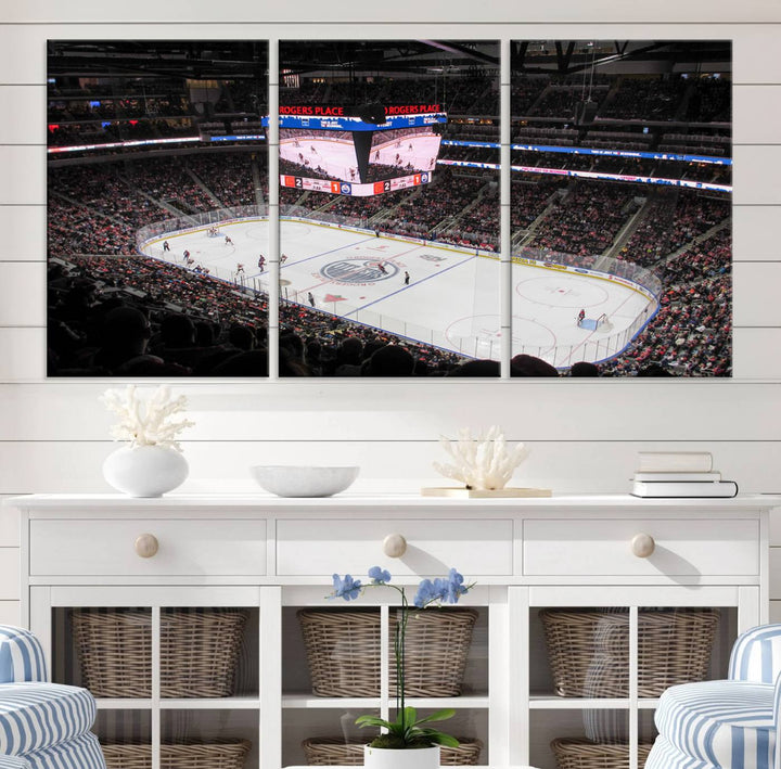 Rogers Place Edmonton Oilers Ice Hockey Stadium Wall Art Canvas Print