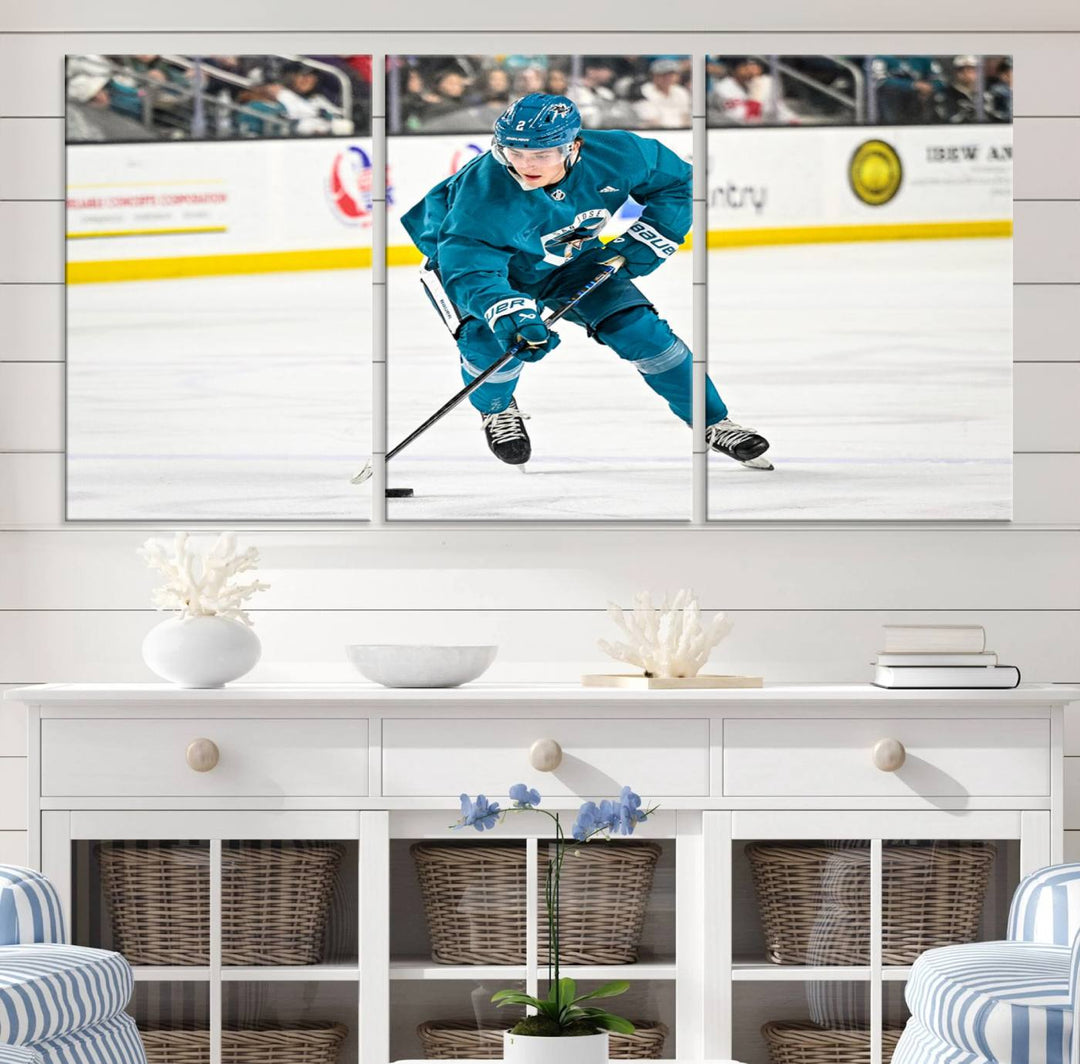 San Jose SharksIce Hockey Player Wall Art Canvas Print