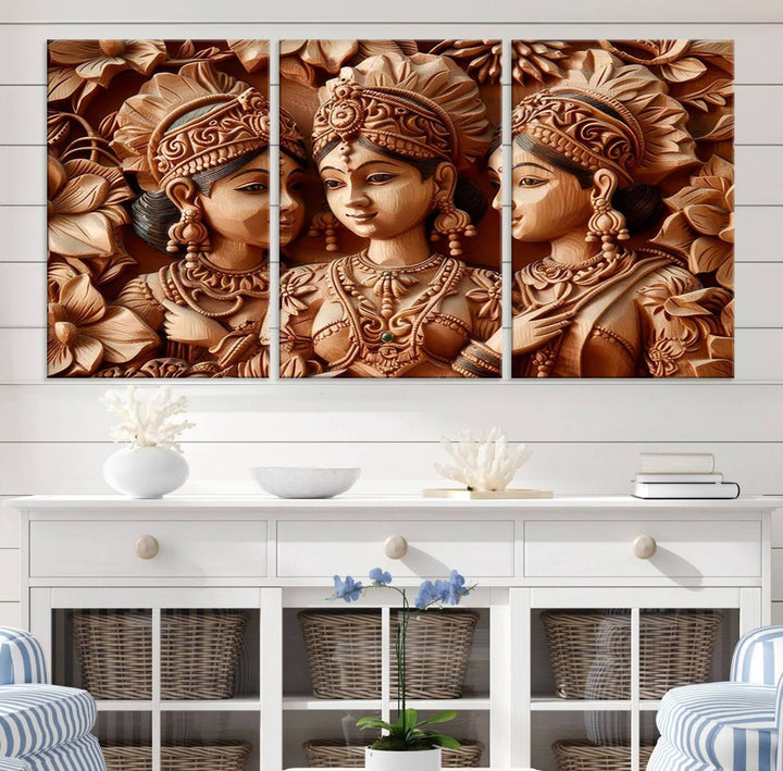 Indian Woman Statue Wall Art Canvas Print