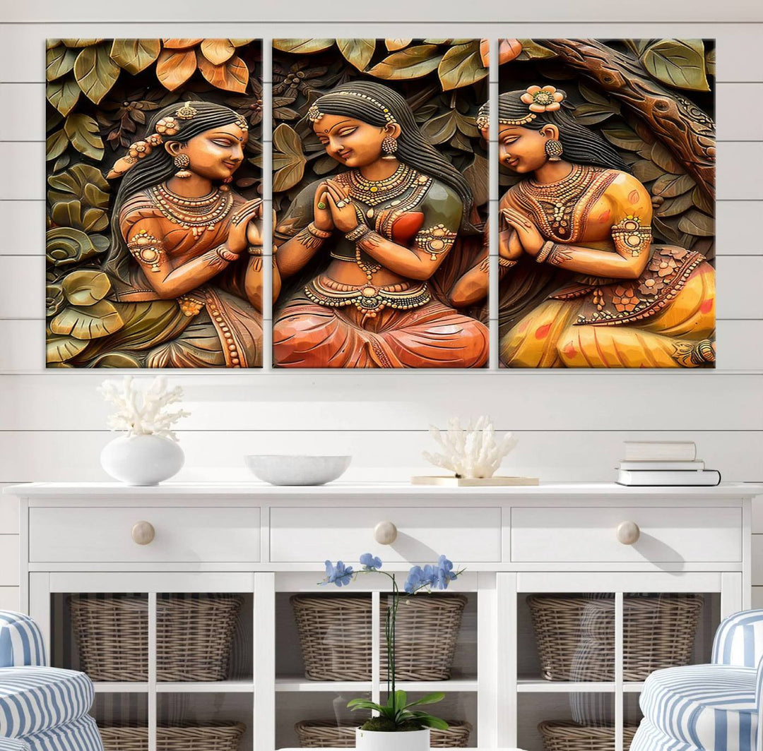 Indian Woman Statue Wall Art Canvas Print