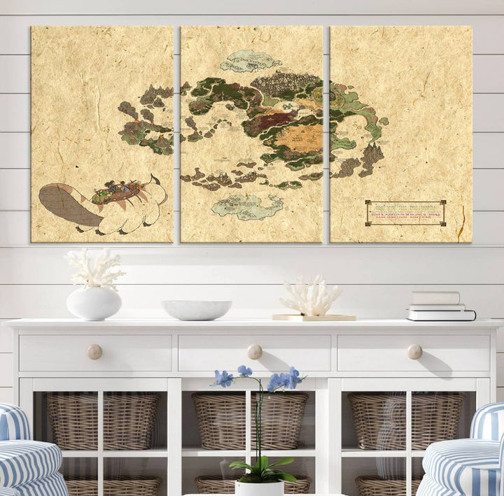 Last Air-Bender Avatar World Map Wall Art Canvas PrintWall Art Canvas Print