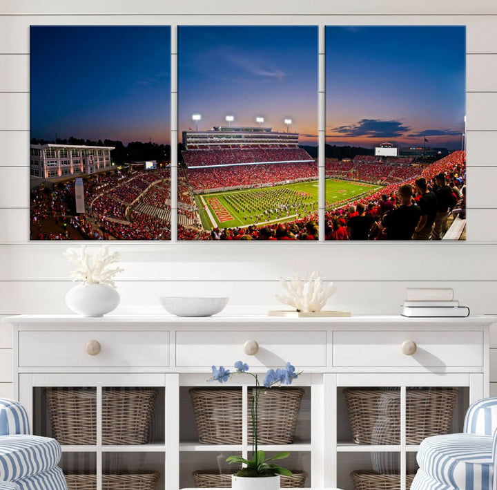 NC State Wolfpack Football Team Print - Raleigh Carter-Finley Stadium Wall Art Canvas Print