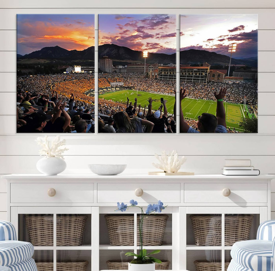 Colorado Buffaloes Football Team Print - Boulder Folsom Field Stadium Wall Art Canvas Print