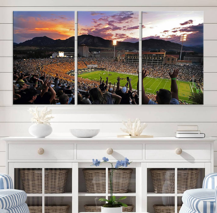 Colorado Buffaloes Football Team Print - Boulder Folsom Field Stadium Wall Art Canvas Print