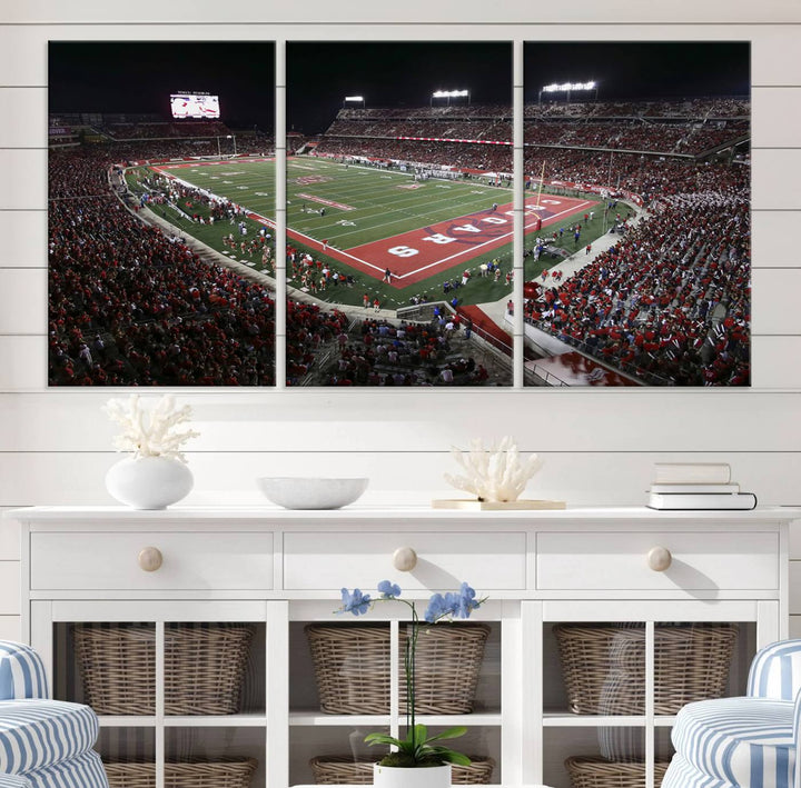 Houston Cougars Football Team Print - Houston TDECU Stadium Wall Art Canvas Print