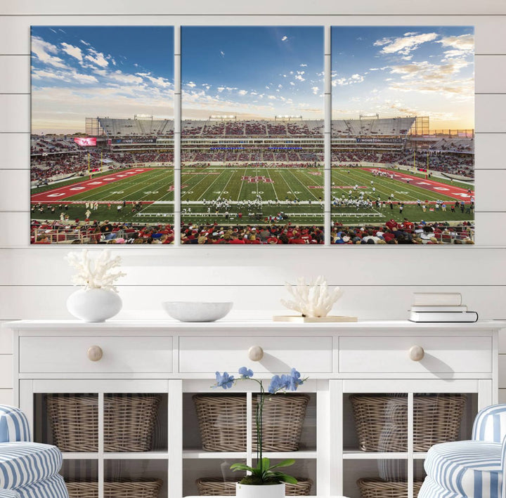 Houston Cougars Football Team Print - Houston TDECU Stadium Wall Art Canvas Print