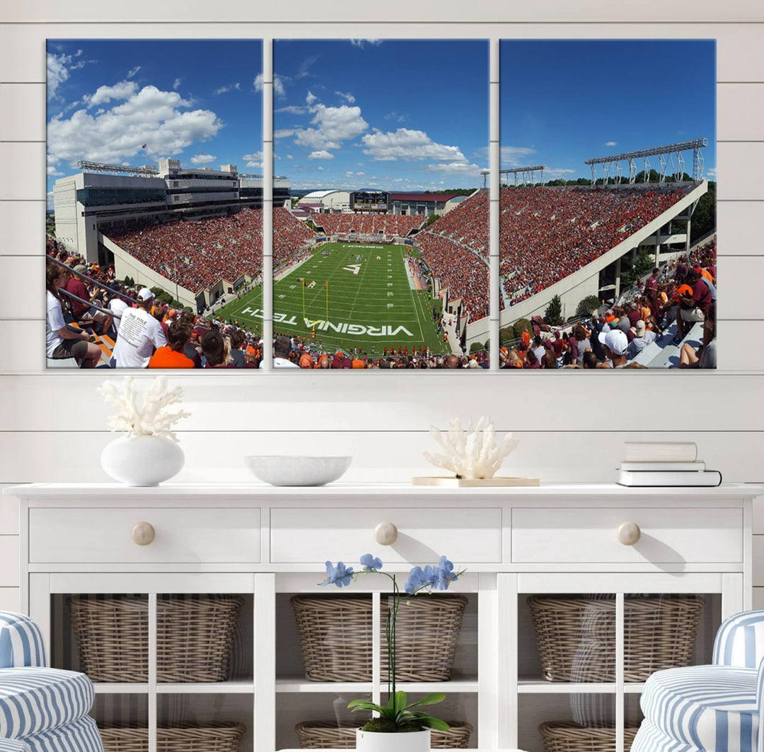 Virginia Tech Hokies Football Team Print - Blacksburg Lane Stadium Wall Art Canvas Print