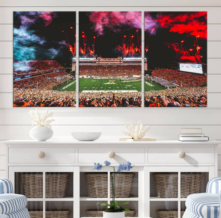 Virginia Tech Hokies Football Team Print - Blacksburg Lane Stadium Wall Art Canvas Print