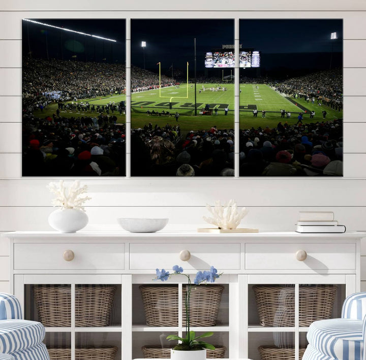 Purdue Boilermakers Football Team Print - West Lafayette Ross–Ade Stadium Wall Art Canvas Print