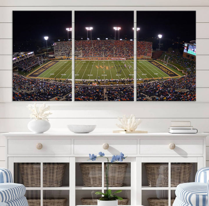 Demon Deacons Football Team Print - Winston-Salem Allegacy Federal Credit Union Stadium Wall Art Canvas Print