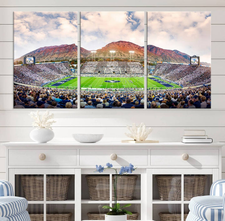 Brigham Young University Cougars Football Team Print - Provo LaVell Edwards Stadium Wall Art Canvas Print.